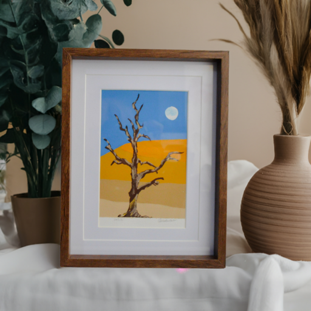 Framed Original Gouache Landscape Painting