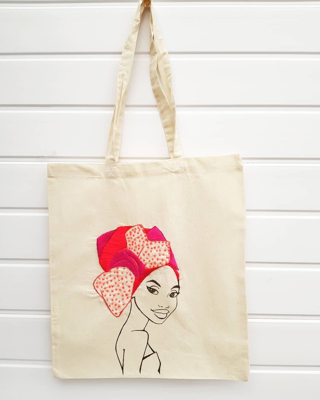 Hand embroidered tote bag