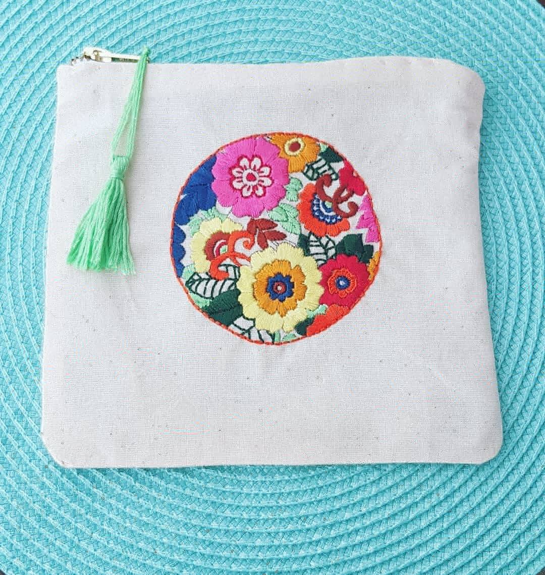 Handmade embroidered zipper Pouch