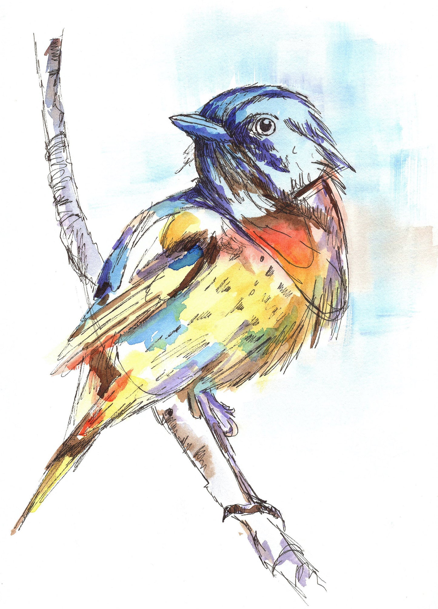 Sparrow Watercolour Original Painting