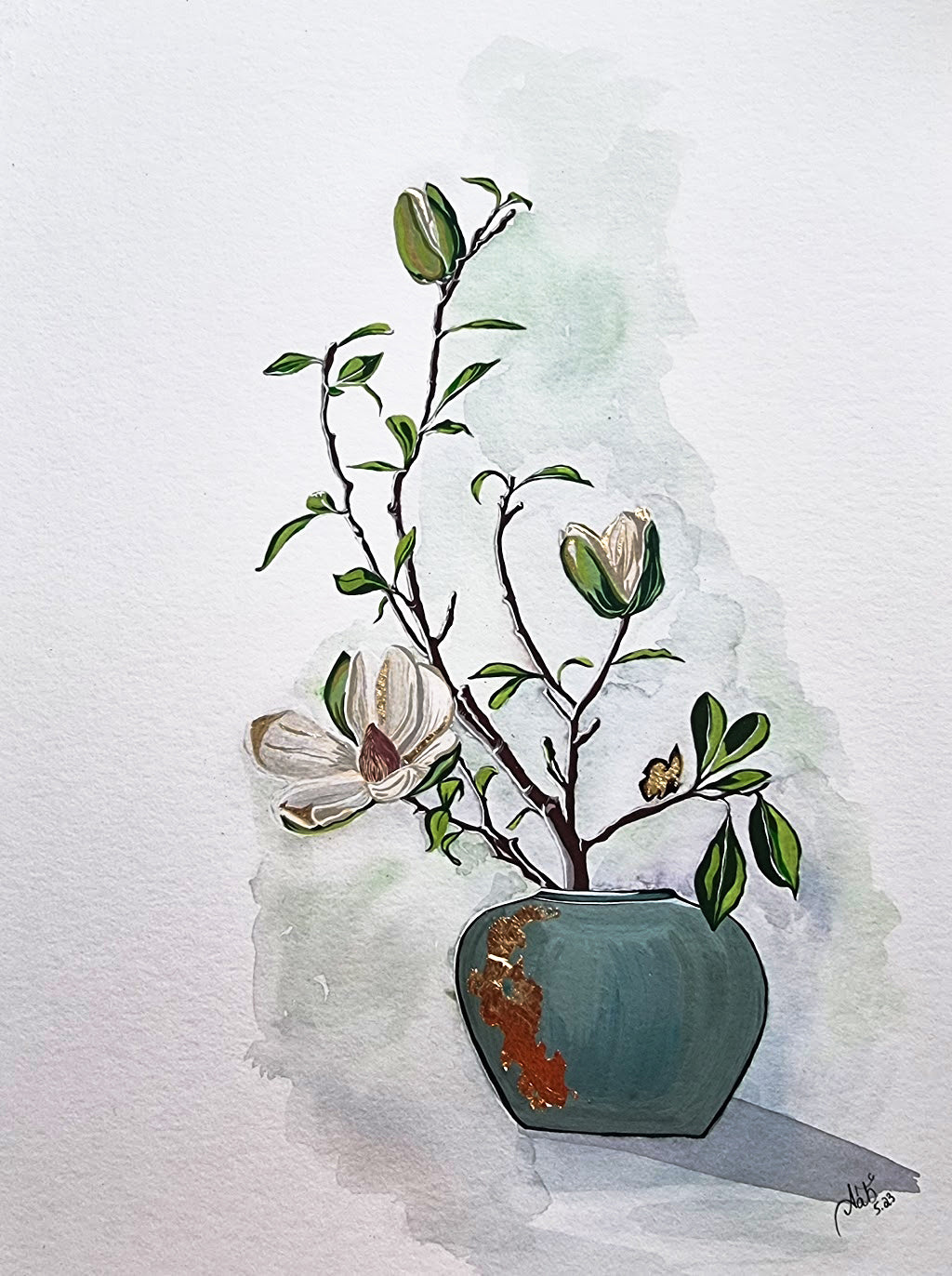 Floral Gouache Original Painting