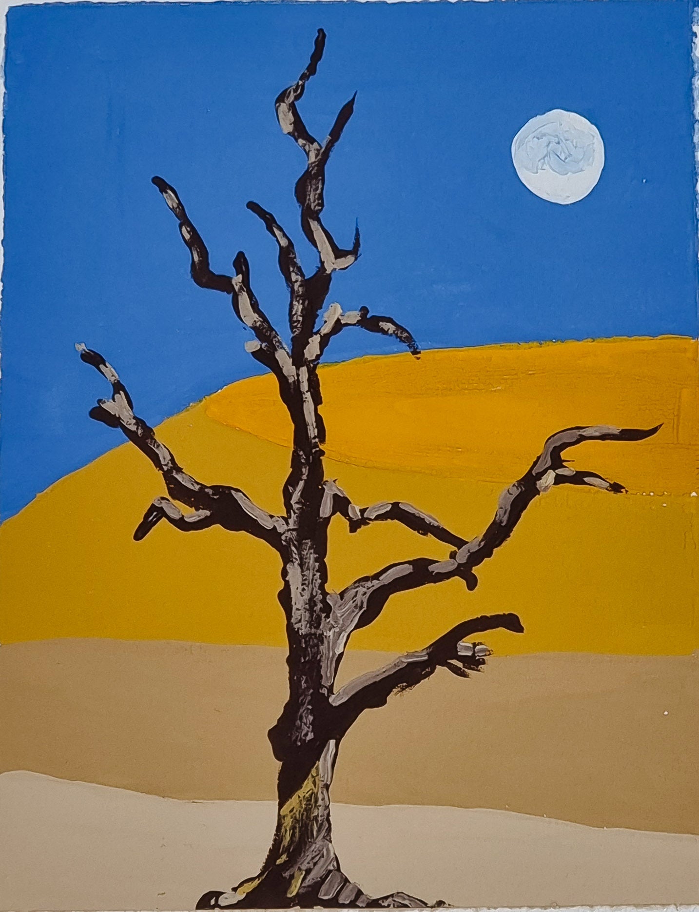 Framed Original Gouache Landscape Painting