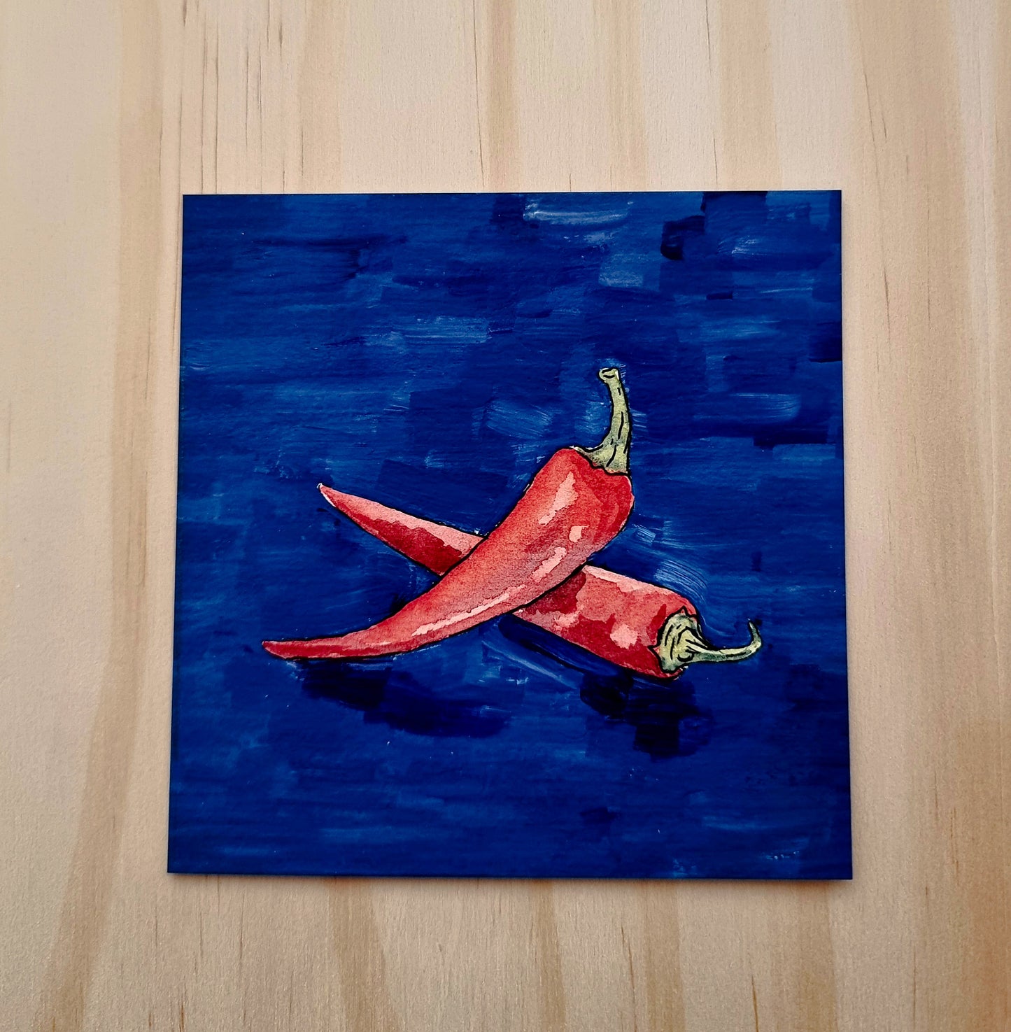 Original Still Life Red Chilli Gouache Painting Framed