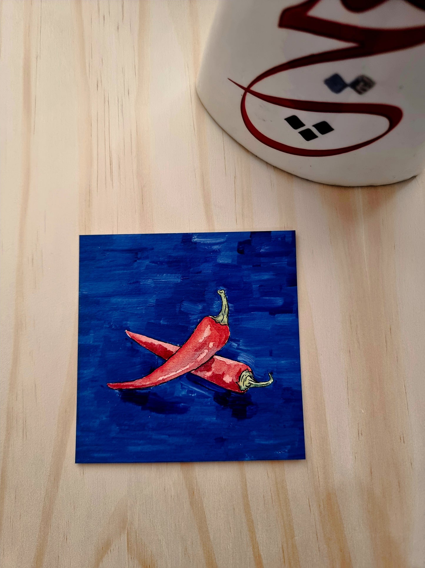 Original Still Life Red Chilli Gouache Painting Framed