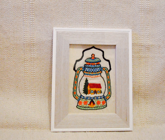 Hand Embroidered Winter Lantern Modern Embroidery