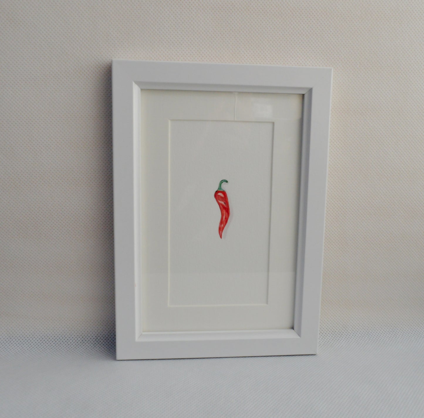 Red Chilli - Miniature Original Watercolor Painting Framed