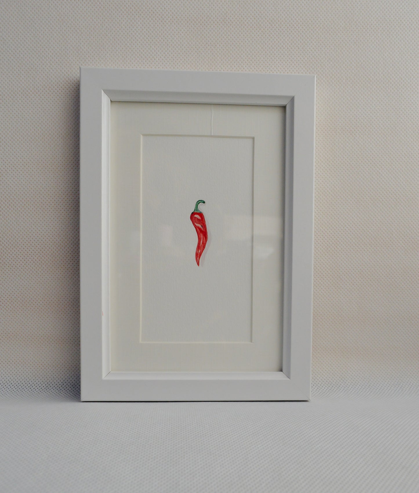 Red Chilli - Miniature Original Watercolor Painting Framed