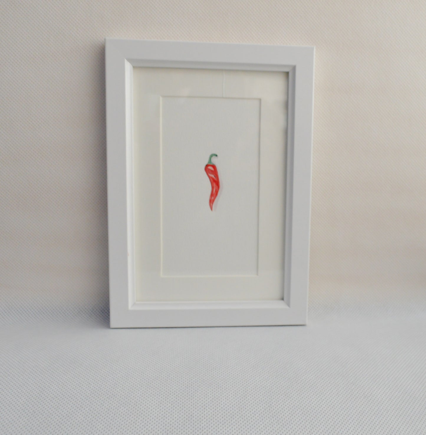 Red Chilli - Miniature Original Watercolor Painting Framed