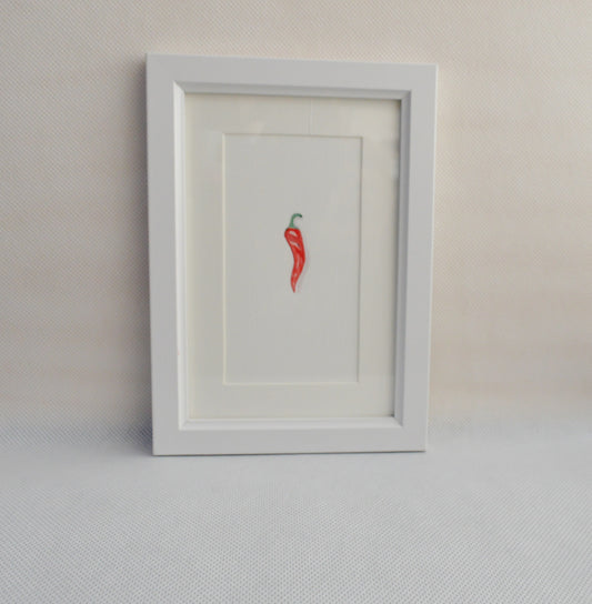 Red Chilli - Miniature Original Watercolor Painting Framed