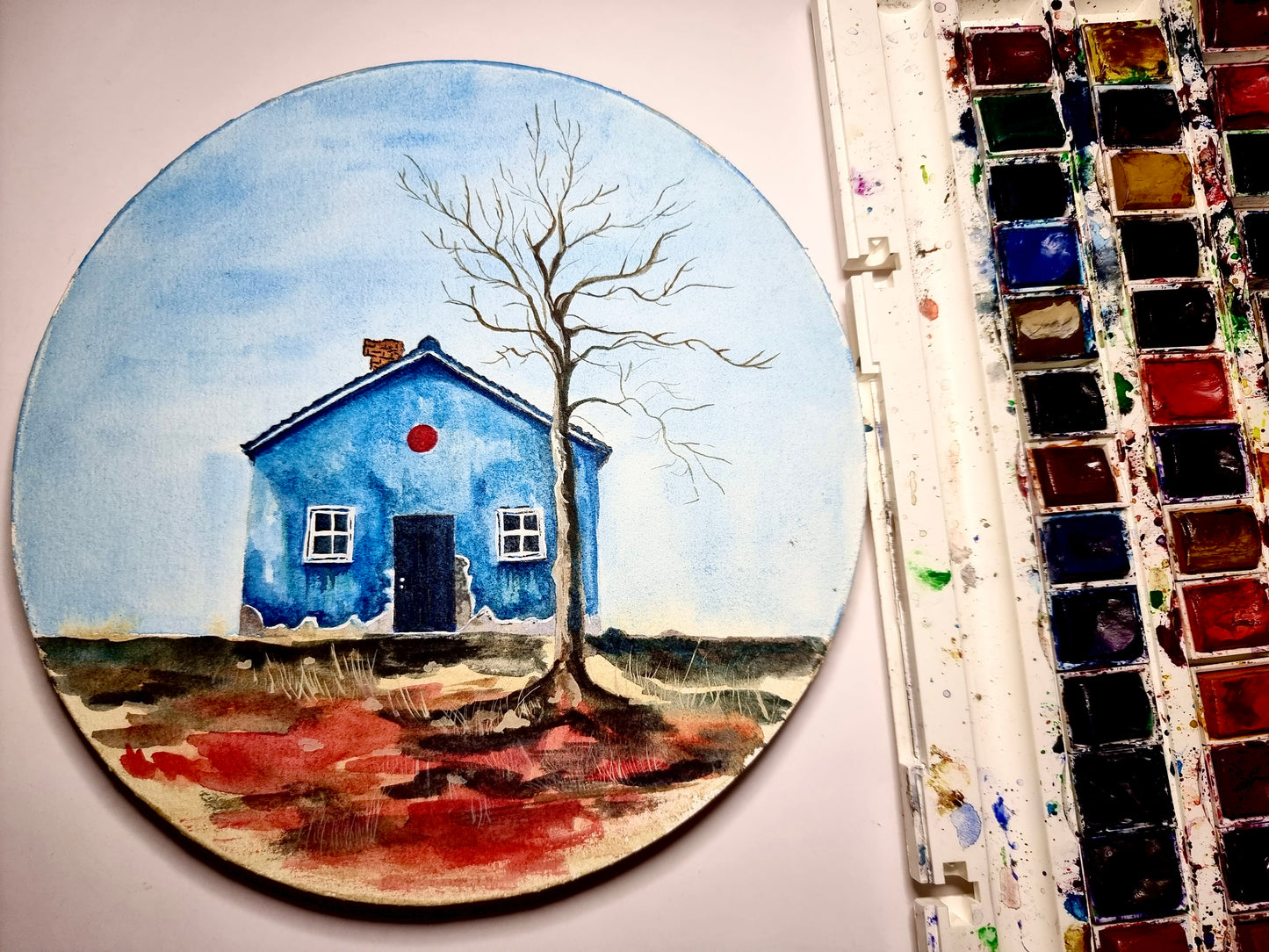 Original watercolor painting / abandoned house series