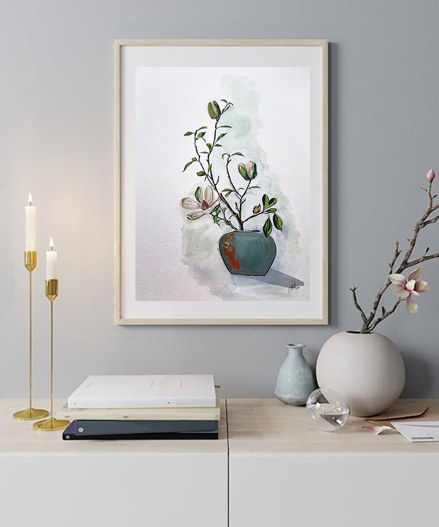 Floral Gouache Original Painting