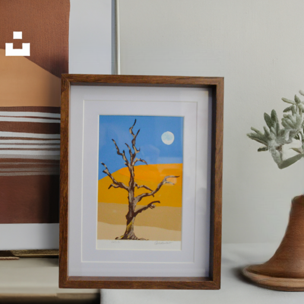 Framed Original Gouache Landscape Painting