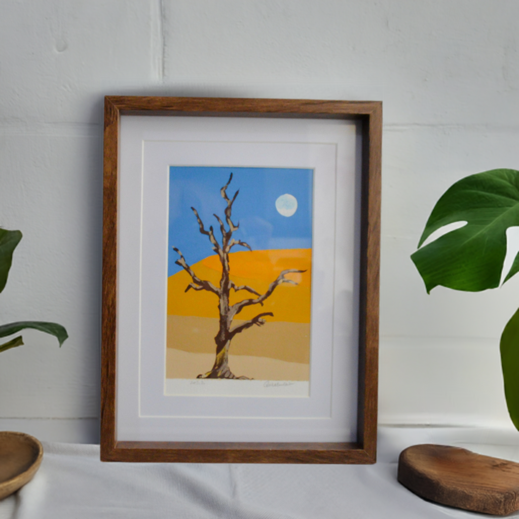 Framed Original Gouache Landscape Painting