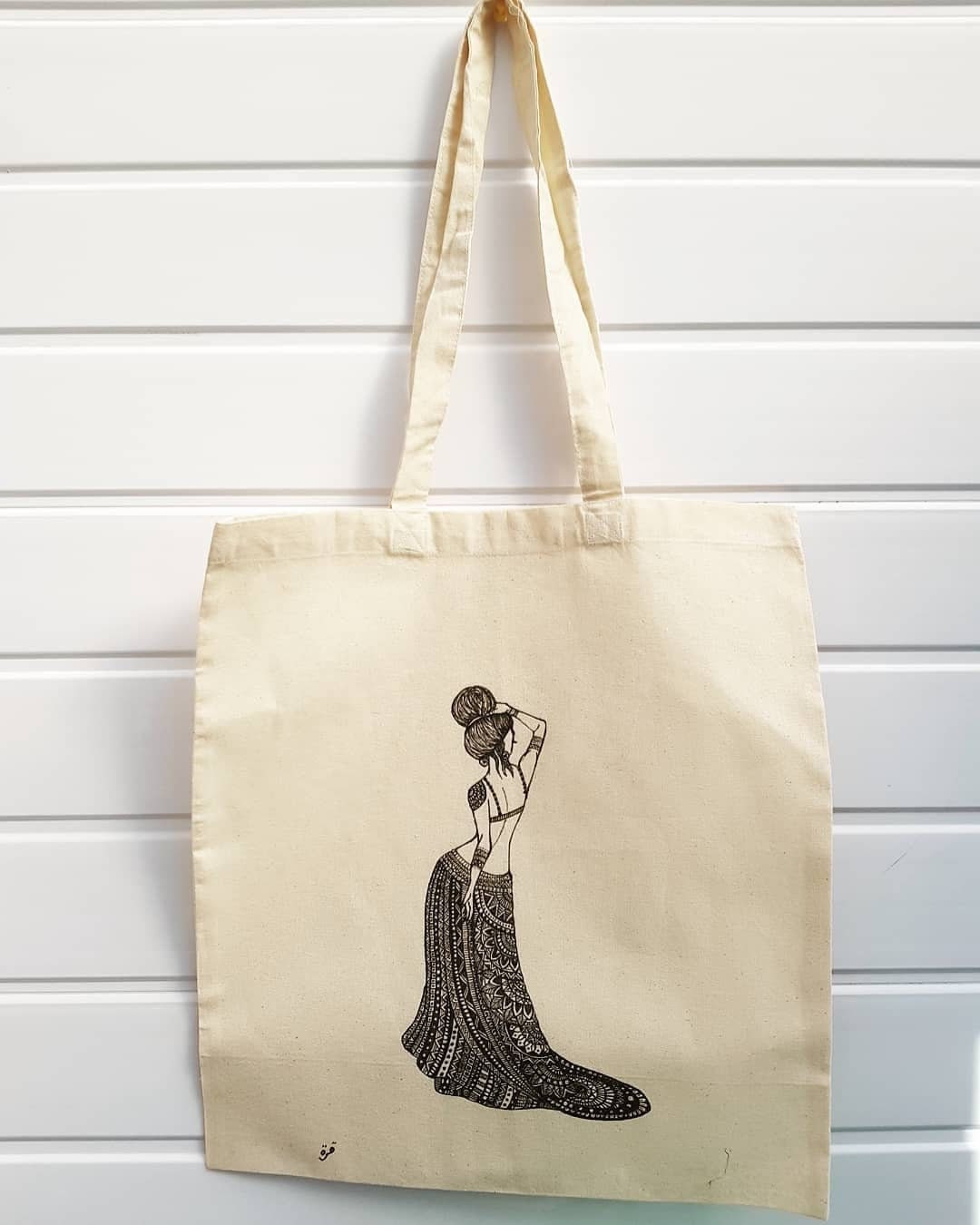 Hand illustrated cotton canvas eco friendly tote bag