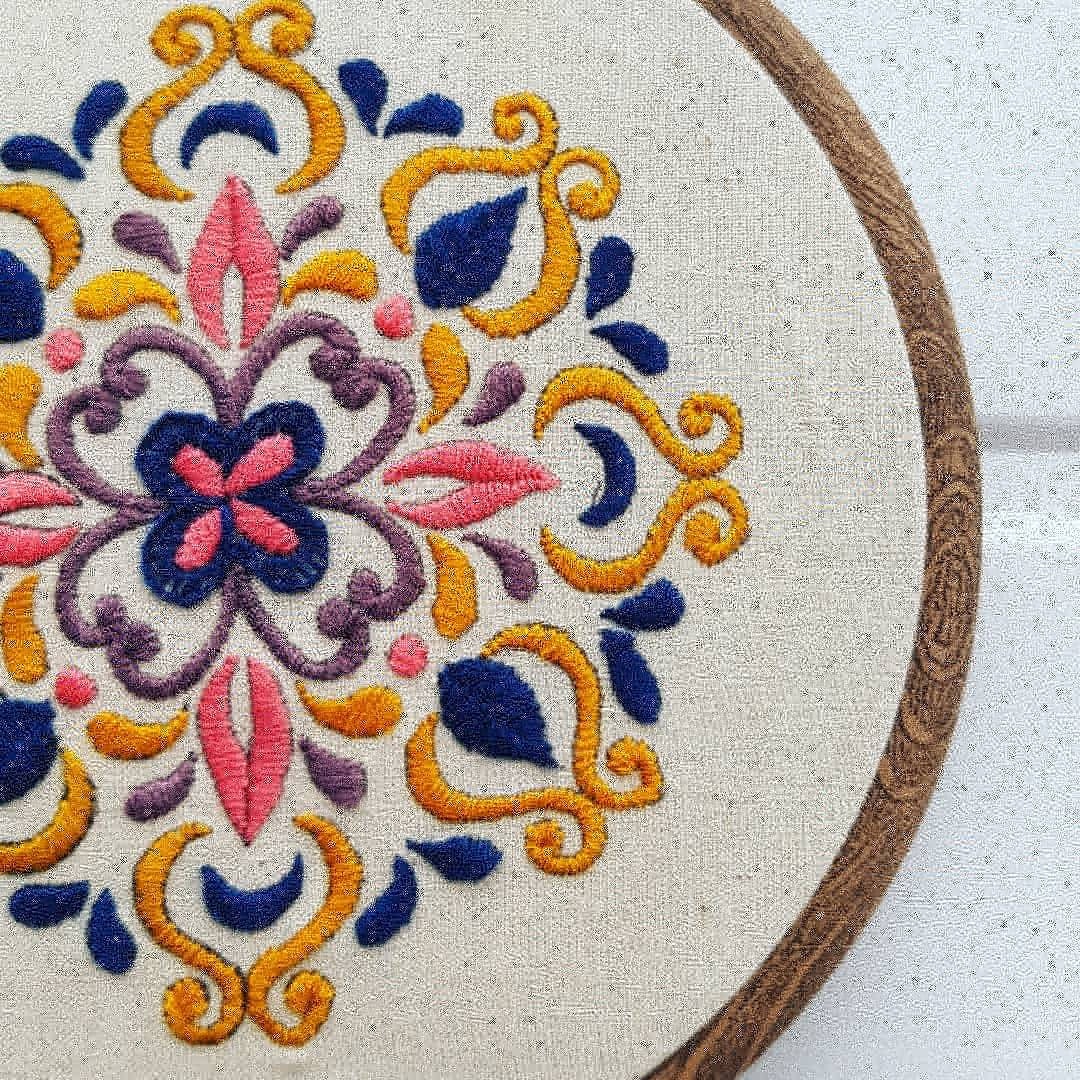 Mandala Embroidery hoop Art. Floral Wall Art.