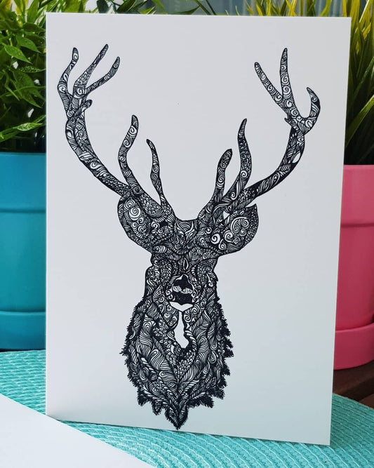 Reindeer Pen and Ink Drawing Framed