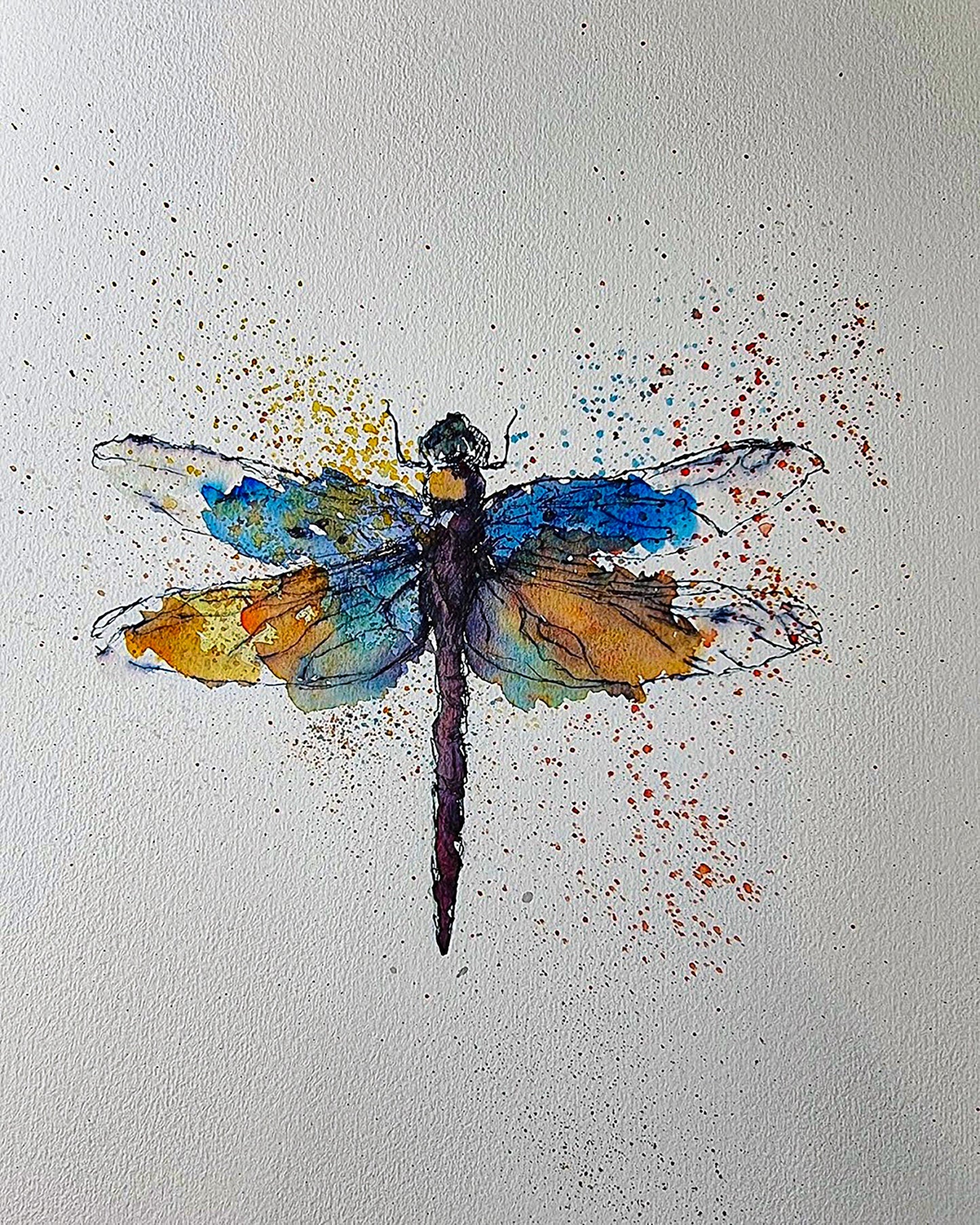 ORIGINAL Watercolour Dragonfly Painting