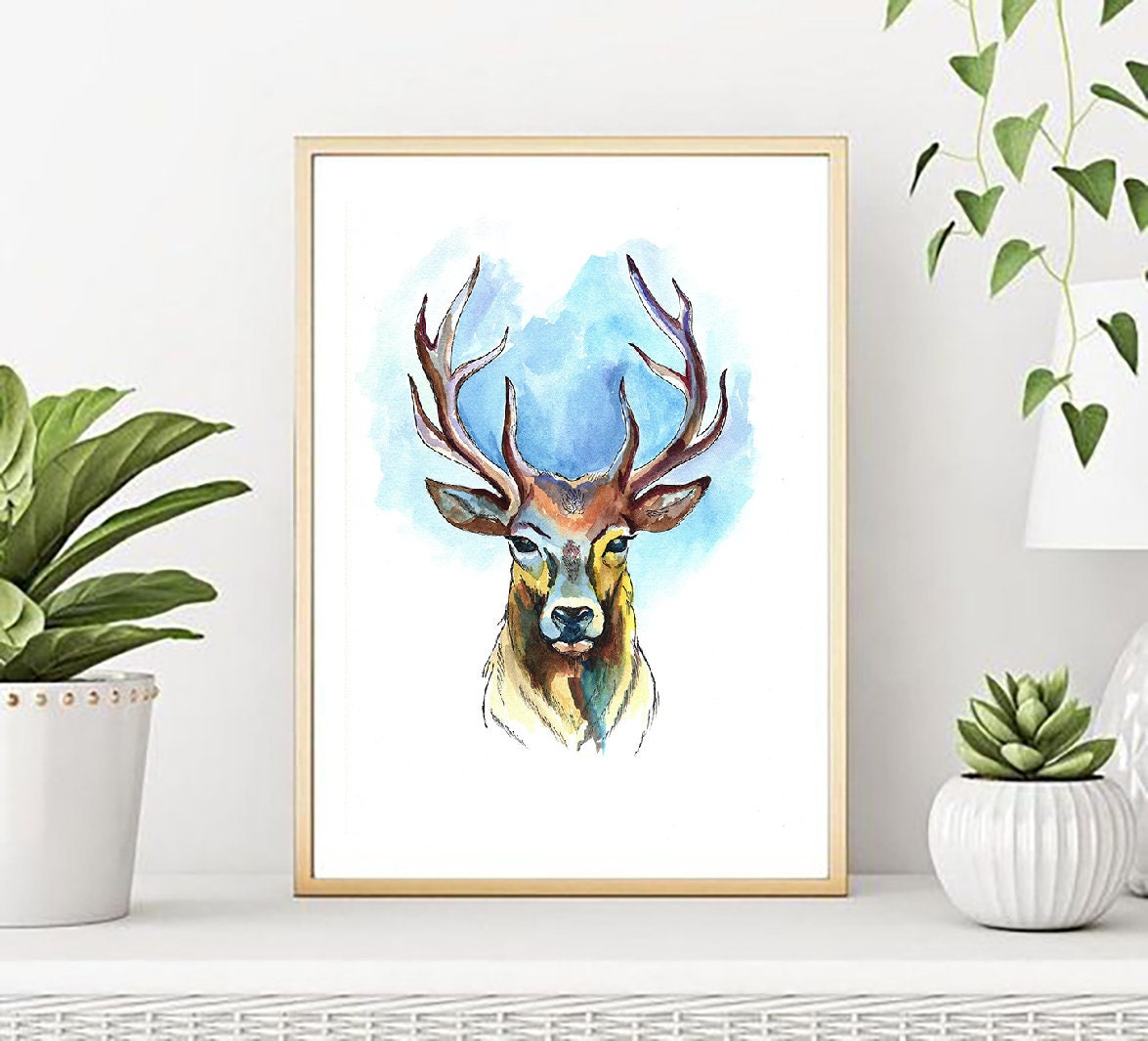 Stag Watercolour Original Painting