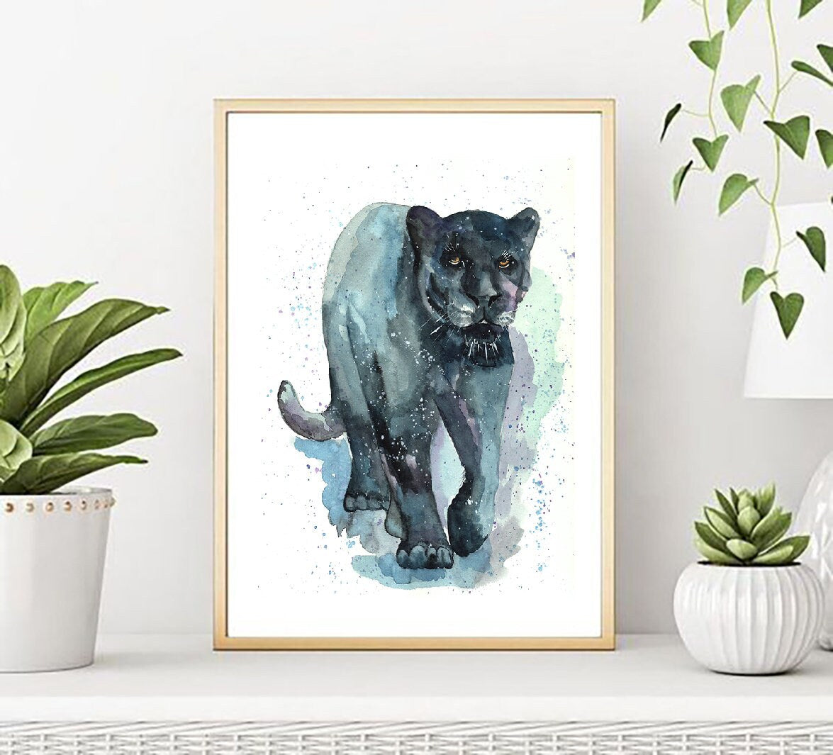 Panther Watercolour Painting Print
