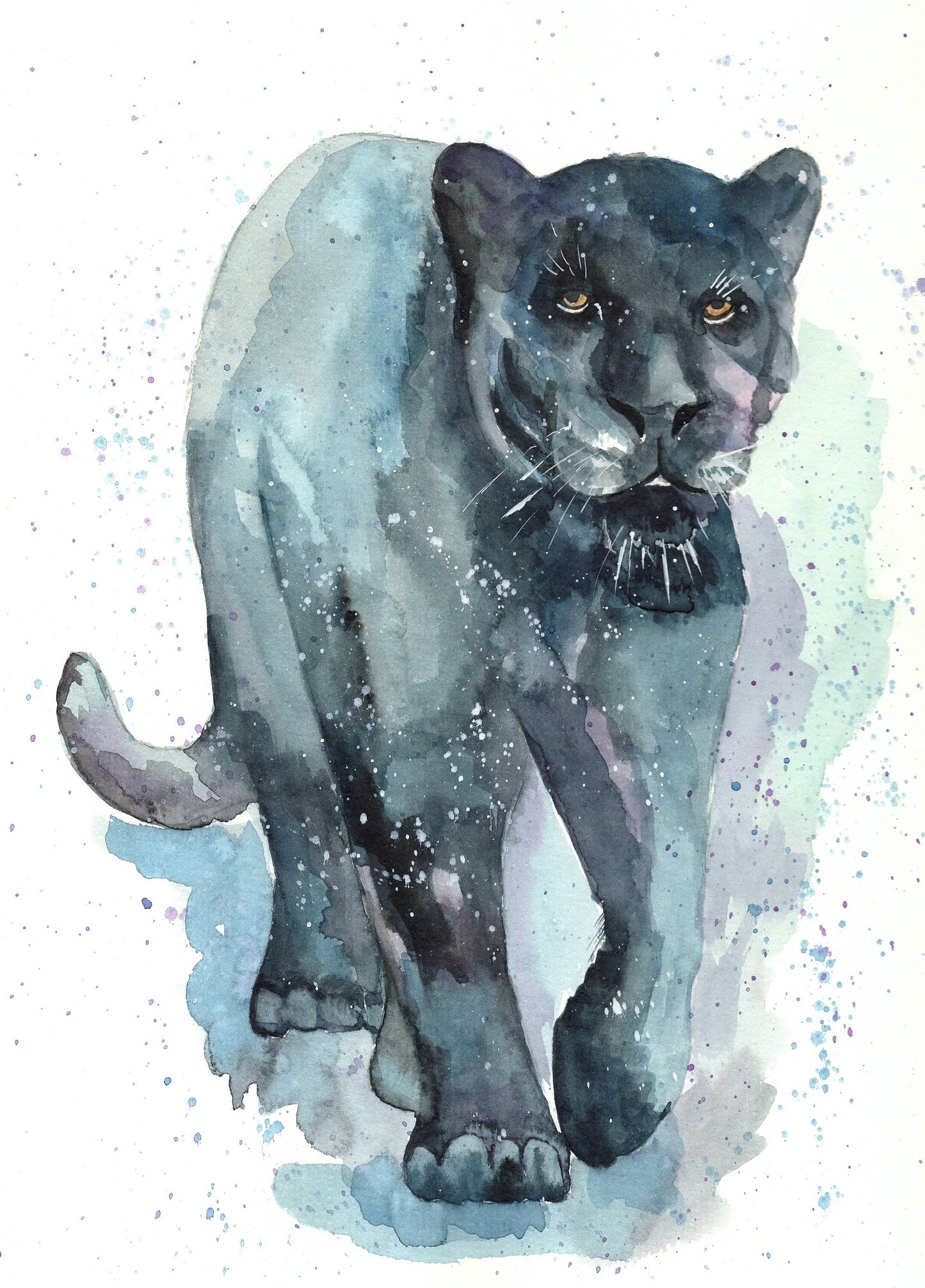 Panther Watercolour Painting Print