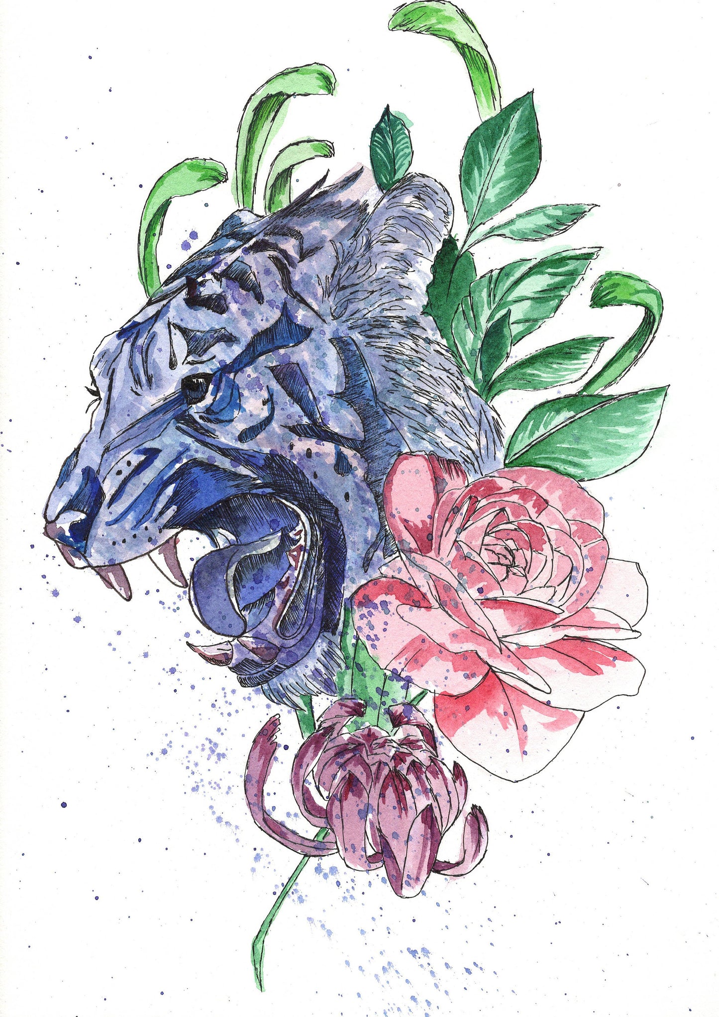 Tiger With Flower