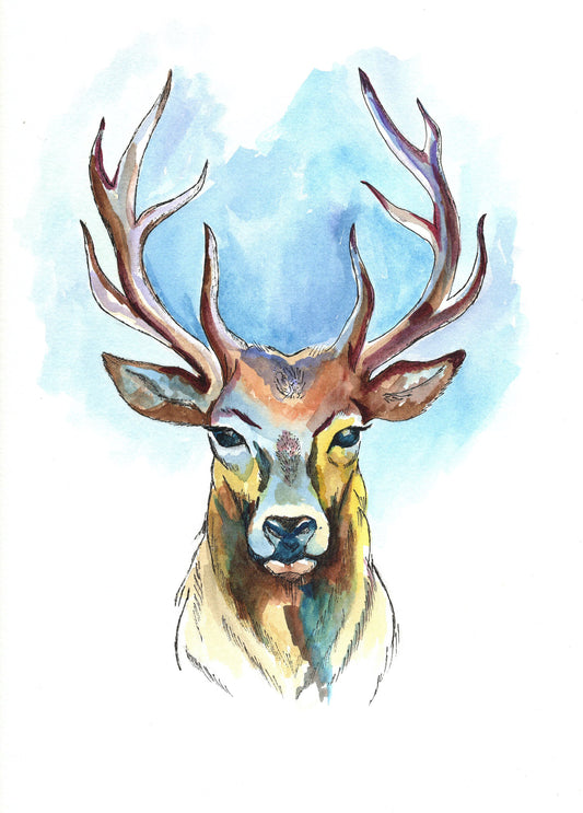 Stag Watercolour Original Painting