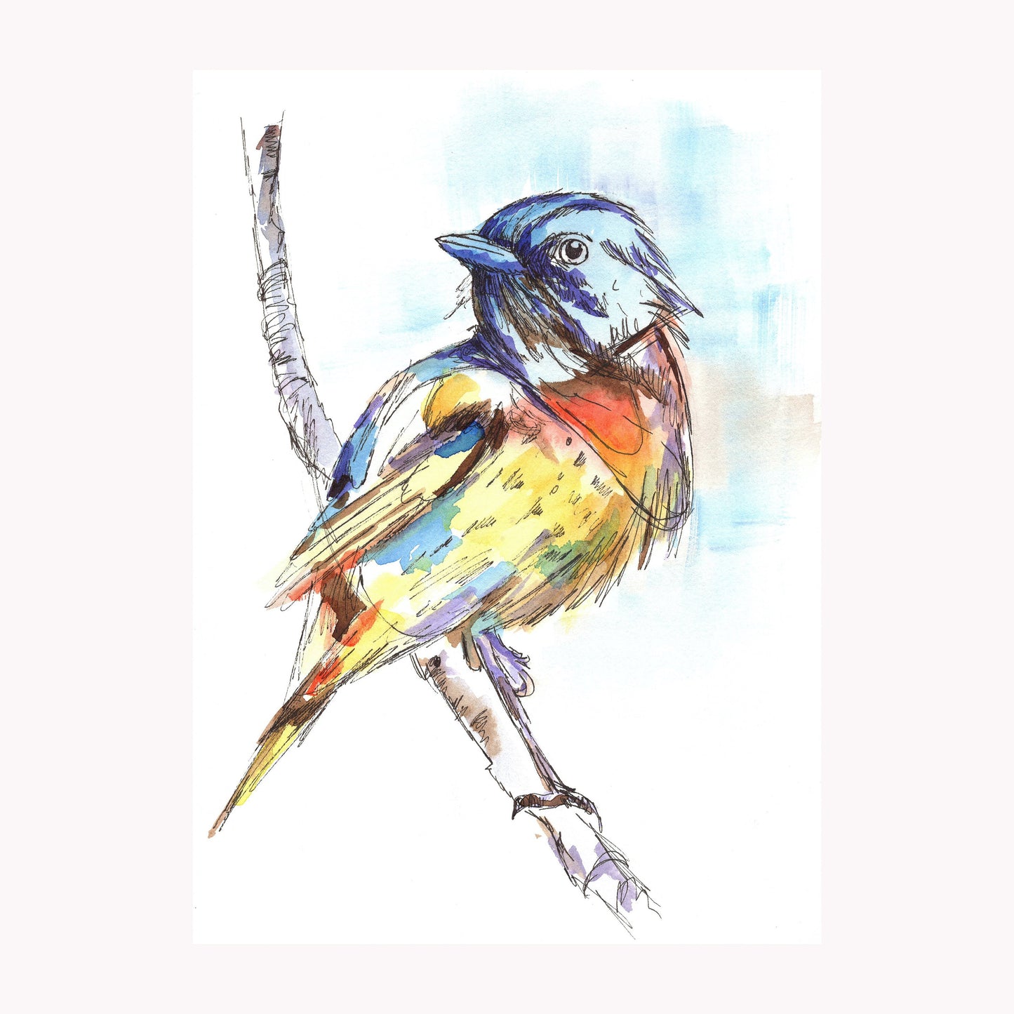 Sparrow Watercolour Original Painting
