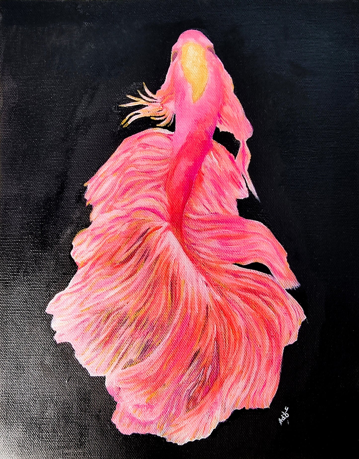 Pink Fish Oil Painting Original