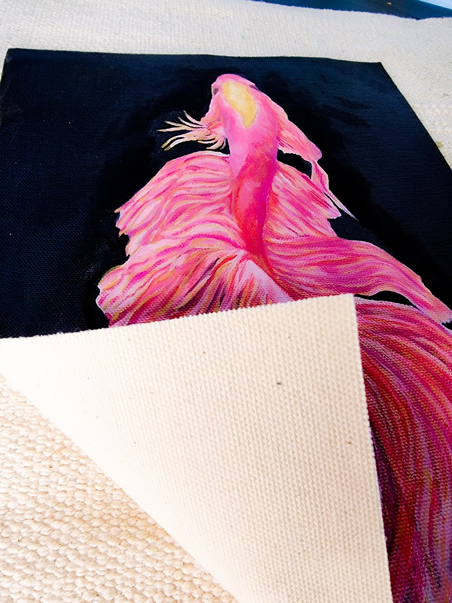 Pink Fish Oil Painting Original