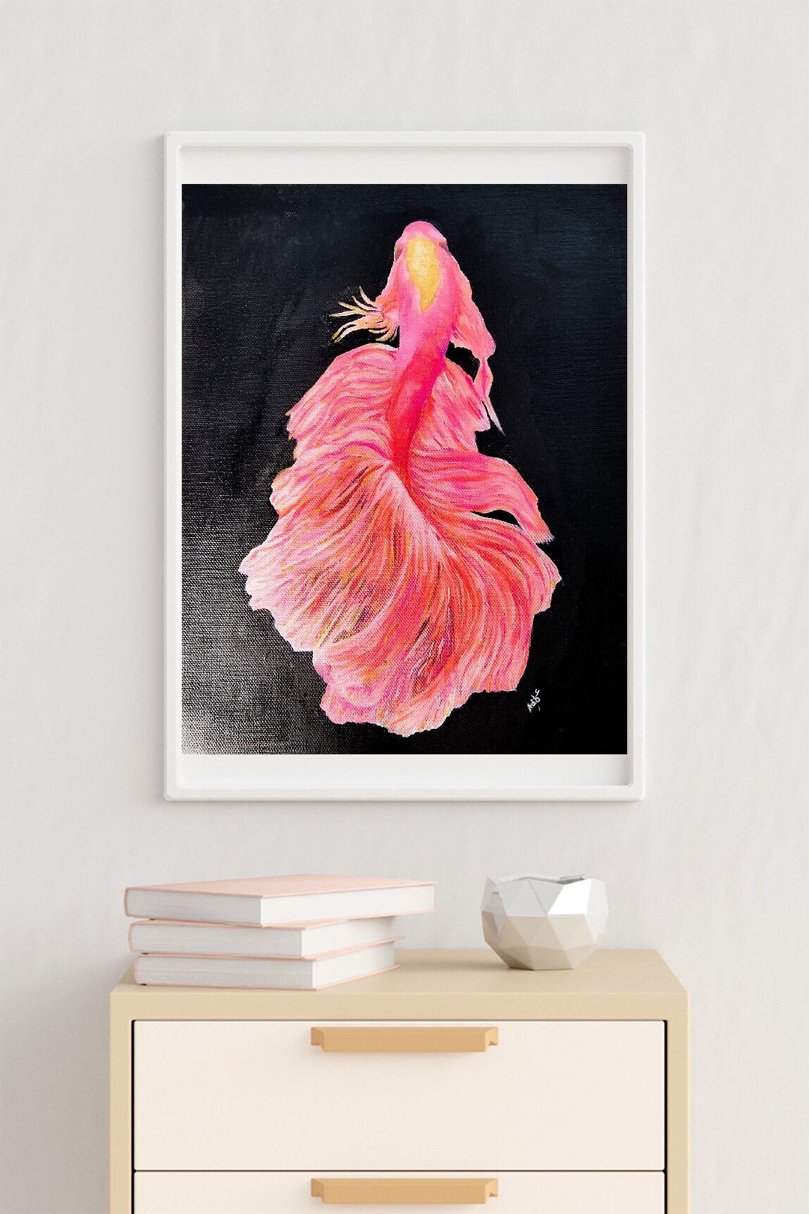Pink Fish Oil Painting Original