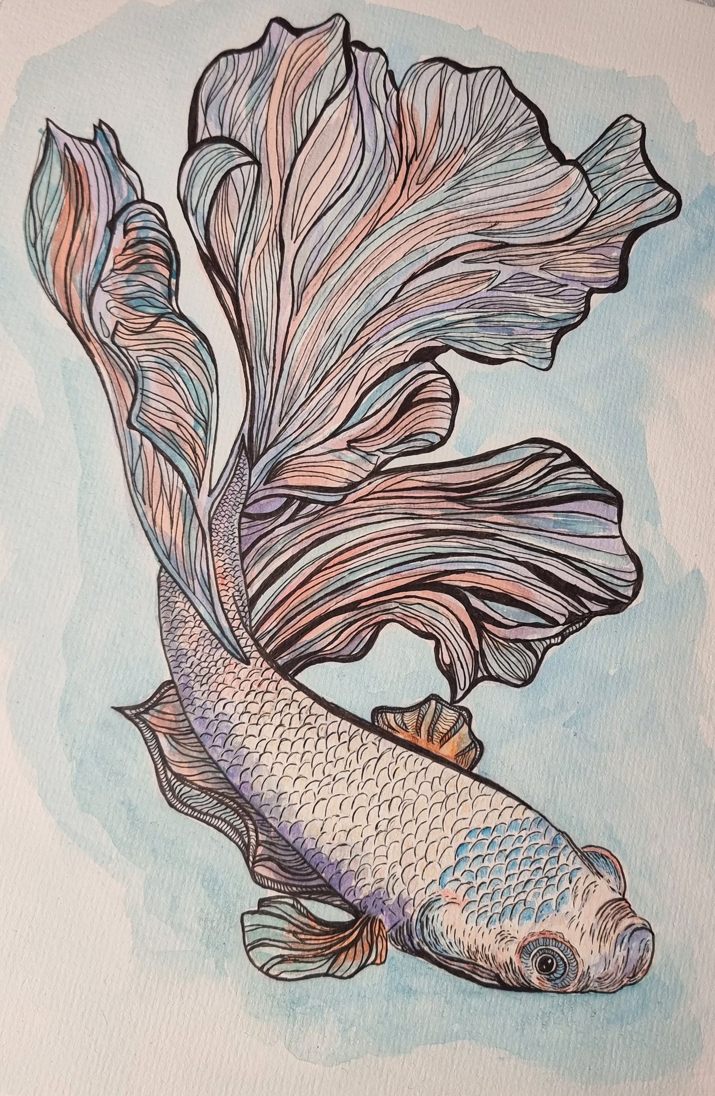 Watercolour Fish Painting Original
