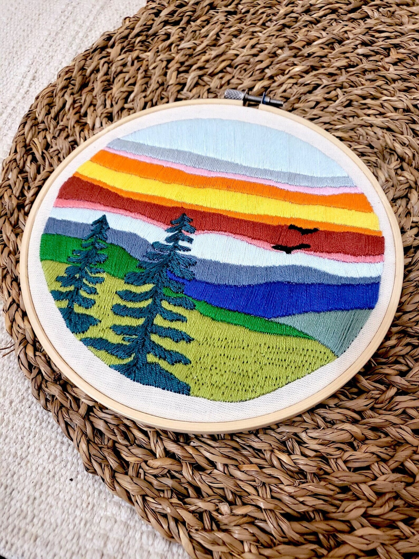Landscape Embroidery Hoop Art