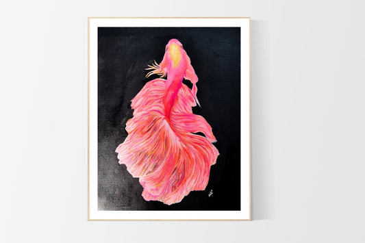 Pink Fish Oil Painting Original