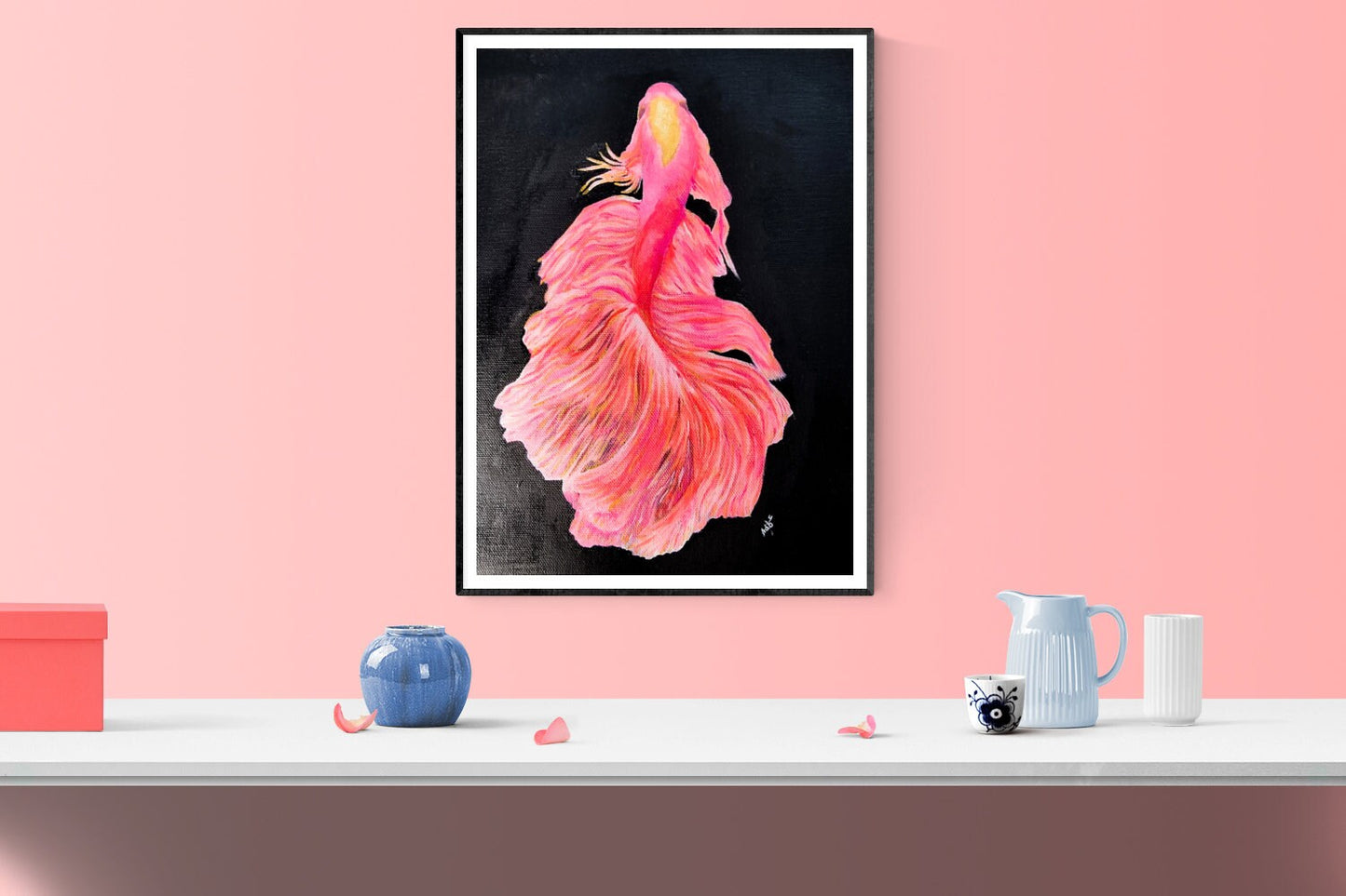 Pink Fish Oil Painting Original