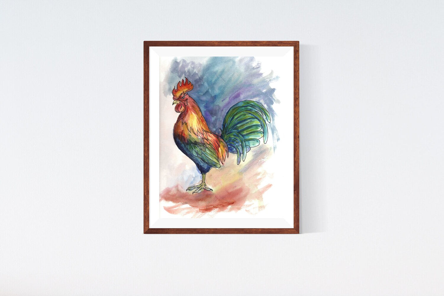 Rooster Watercolour Painting
