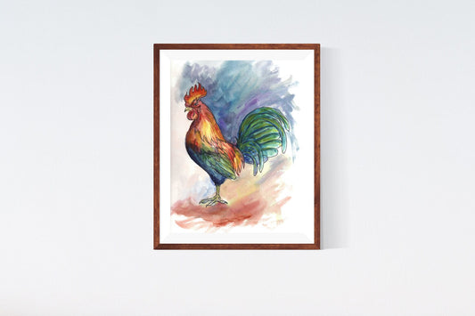 Rooster Watercolour Painting